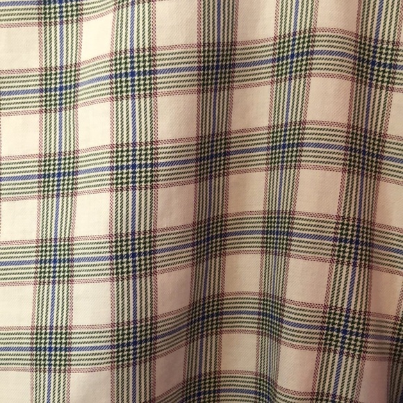 Tommy Hilfiger White Green Blue Purple Graph Plaid Dress Shirt Mens 17 34-35 - Picture 5 of 12